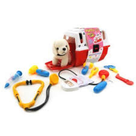 CESTA CON CANE PELUCHE + ACCESSORI