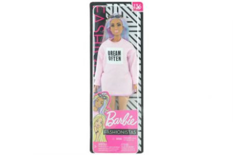 BARBIE FASHIONISTAS - BAMBOLA CON ABITO ROSA E STAMPA