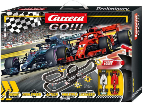 Carrera Toys GO!!! No Limits Set Pista da Corsa e Due Macchinine, Una Ferrari e Una Mercedes,  20062485