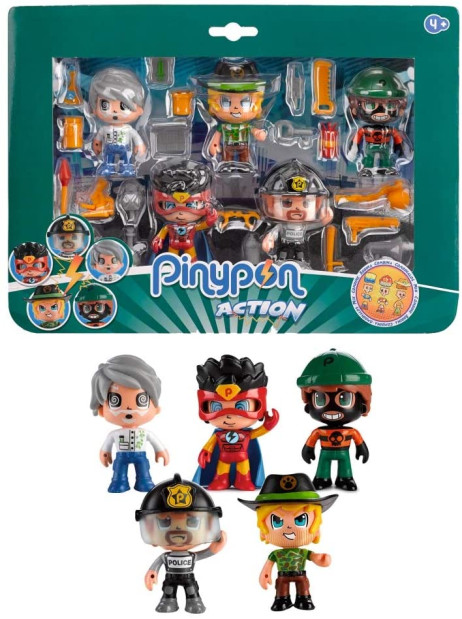 Pinypon Action Figures Multipack 5 Personaggi con Funzioni