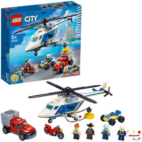 LEGO City Inseguimento sull'Elicottero della Polizia con Quad ATV, Moto e Camion, Set da Costruzione per Bambini dai 5 Anni in su, 60243