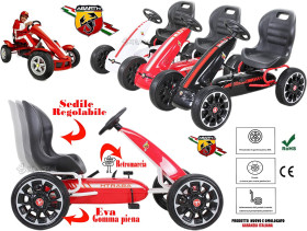 GO KART PER BAMBINI A PEDALI FRENO E FRIZIONE ABARTH ROSSO 